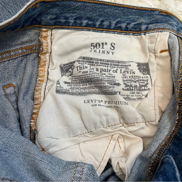 Levi's 501 Skinny Non Stretch Classic Blue Distressed Women's Jeans 31 X 30 NWT - Picture 11 of 14